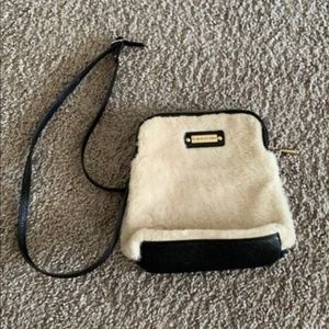 Italian Sheerling & Leather Crossbody Bag